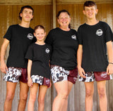 Footy Shorts -  Brown & White Cow Print