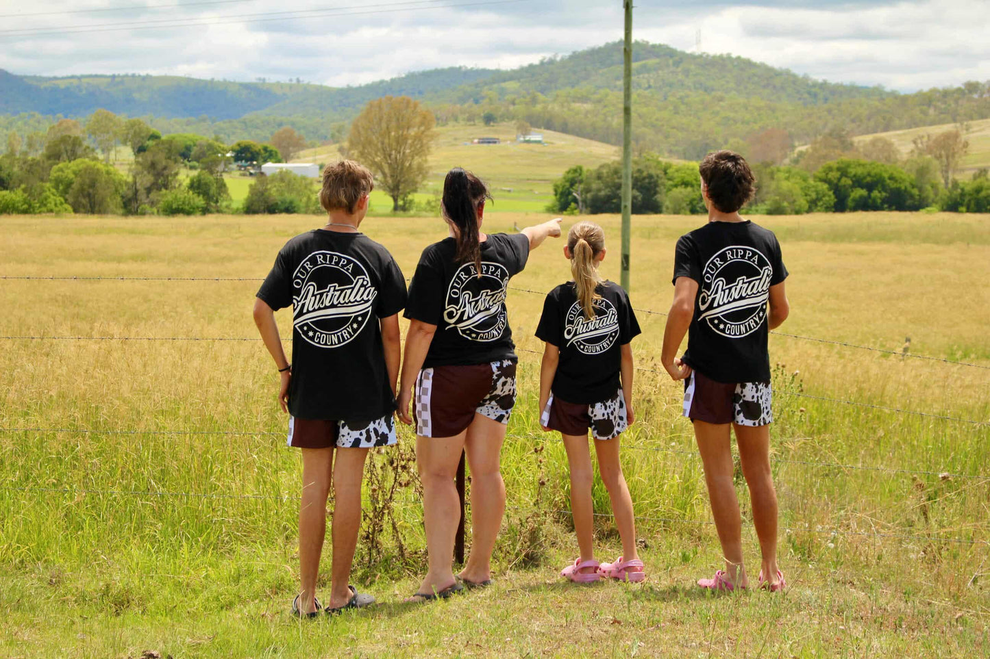 Footy Shorts -  Brown & White Cow Print