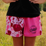 Footy Shorts – Pink Cow Print