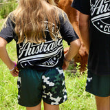 Footy Short -  Black/Green Camo Split Design