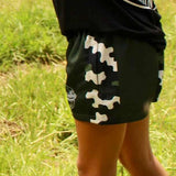 Footy Short -  Black/Green Camo Split Design